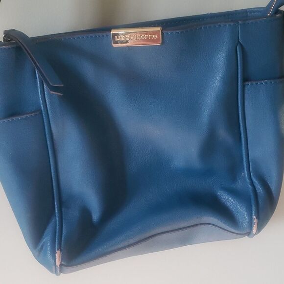 Liz Claiborne Blue Leather Crossbody Purse Classic Everyday Bag - Picture 2 of 9